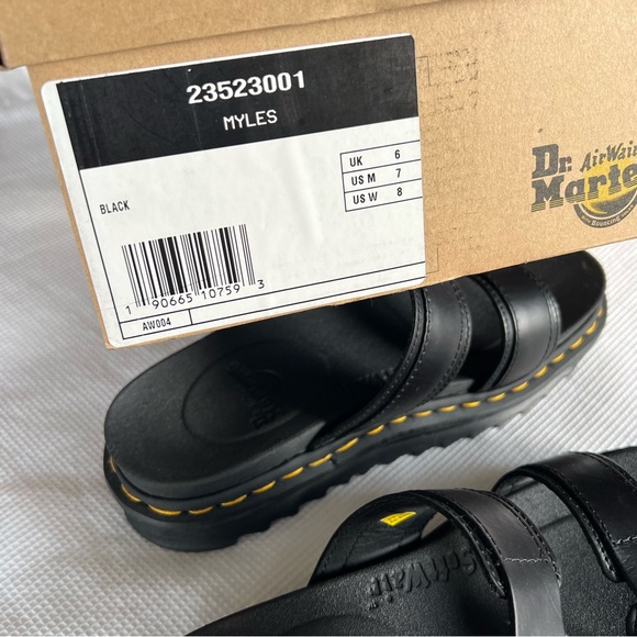 Dr. Martens Myles Brando Leather Buckle Slide Sandals - Picture 2 of 14